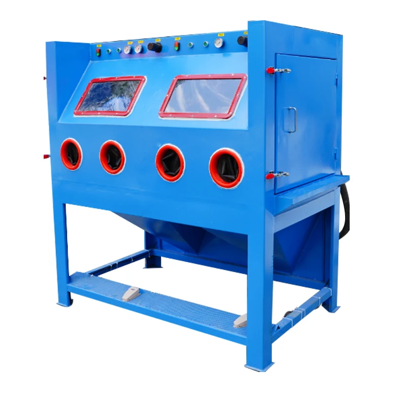 Double Station Stainless Steel Dustless Wet Blast Equipment Sand Blasting Machine