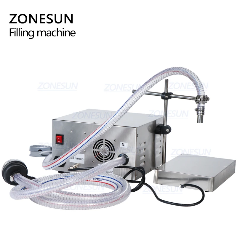 ZONESUN Semi Automatic Cosmetics Cooking Oil Shampoo Bottle Perfume Jar Juice Filler Liquid Filling And Weighing Machines