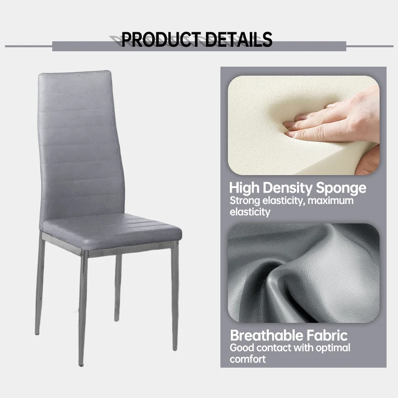 Hotel restaurant black pu leather banquet seat and metal leg chairs high back PU leather dining chair