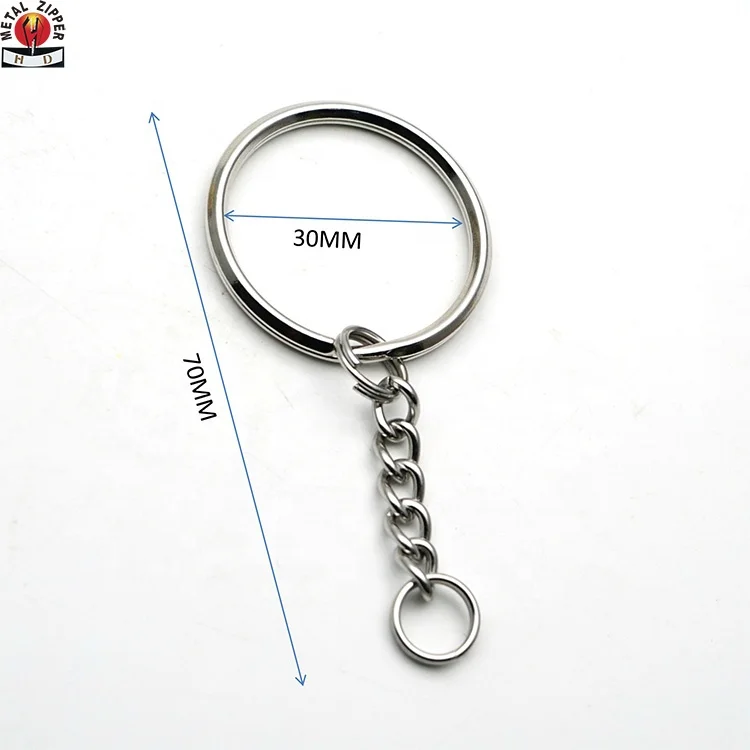 
Nickel Plated Split Key Ring with Chain Silver Color Metal Split Keychain Ring Parts 