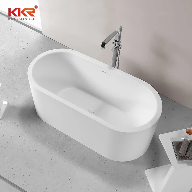 Cute Thick Edge Lying Down Bathtub Modern Light Luxury Stone Tub Solid Surface Stone Bathtub KKR-B100 and B101