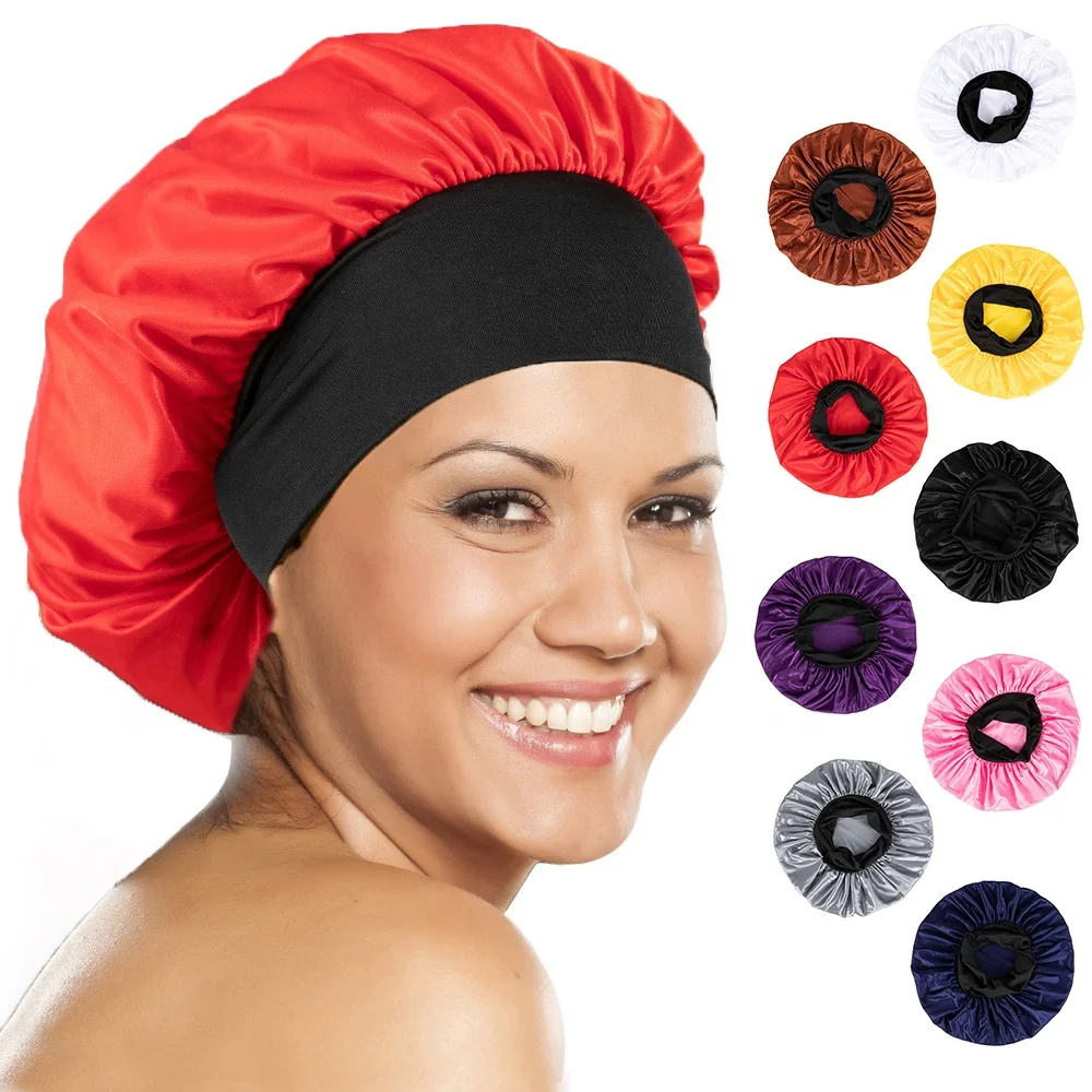 Wholesale Custom Logo Sublimation Designer Hair Bonnets Satin Custom Logo Satin Bonnet