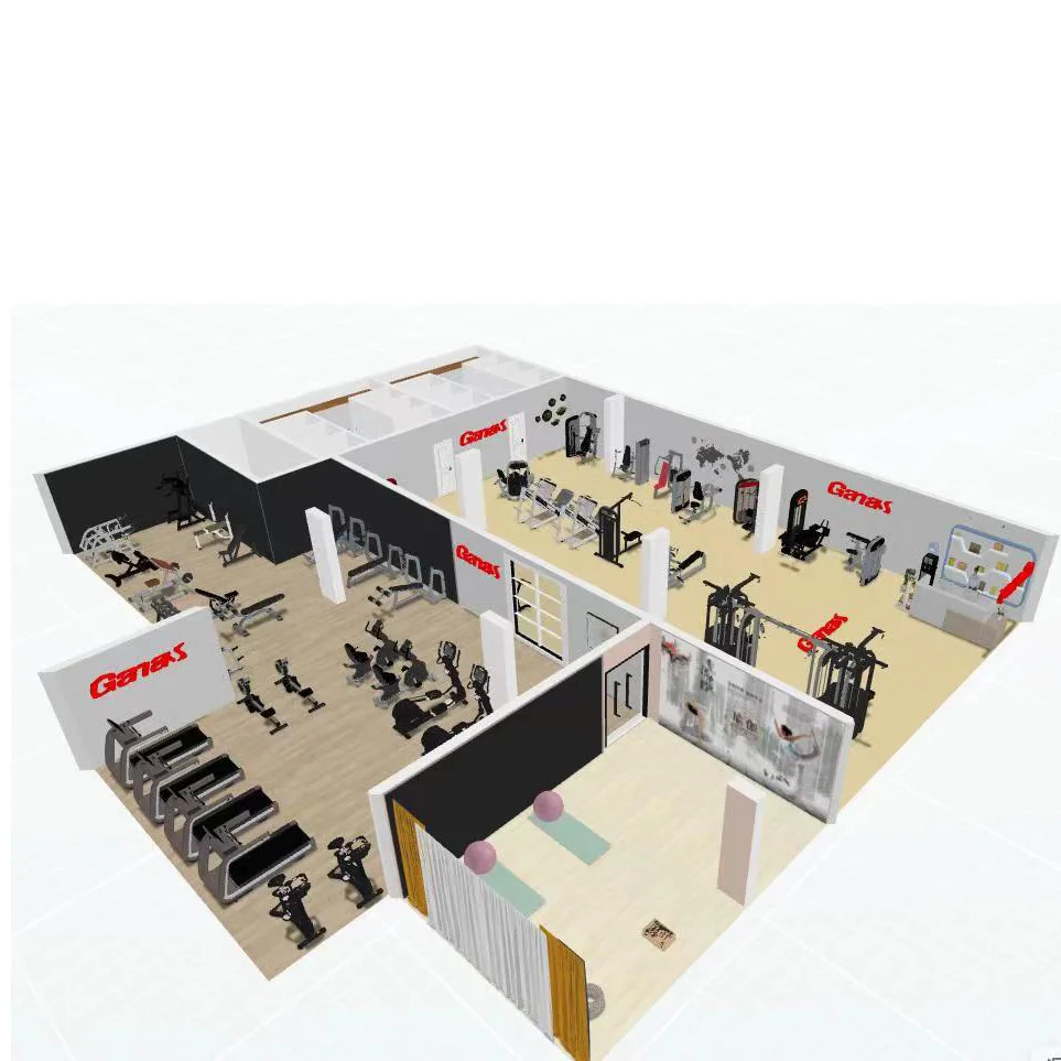 Ganas Guangzhou Fitness Equipment Universal Gym 800SQM Specialized In Commercial&Hotel&Women Gym
