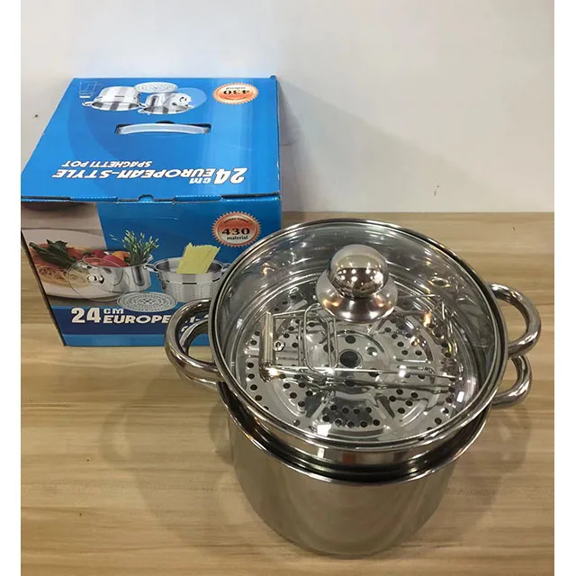 Stainless Steel 430 European Style Pasta Pot Stainless Steel Cooking Pots With Mixer