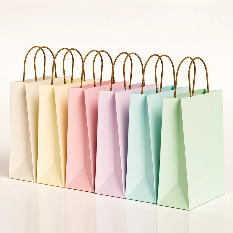 Cheap handle kraft paper bags food takeaway packaging kraft paper bags custom printing takeout kraft paper tote bag