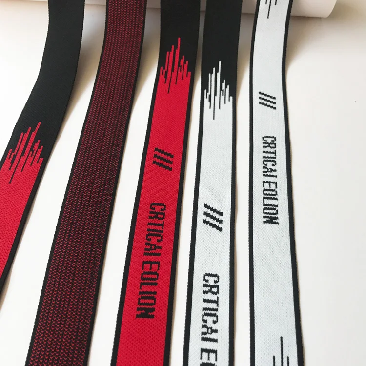 
3cm flat knitting machine rib belt woven hemp base process letter ribbon/can be customized 