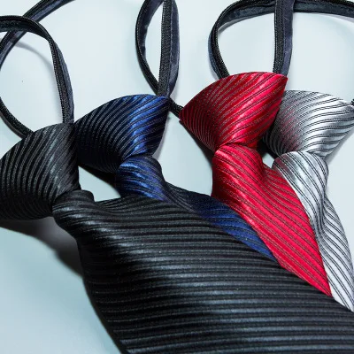 Оптовая продажа деловая одежда профессиональный галстук для ленивых простой в вытягивании мужской полоску