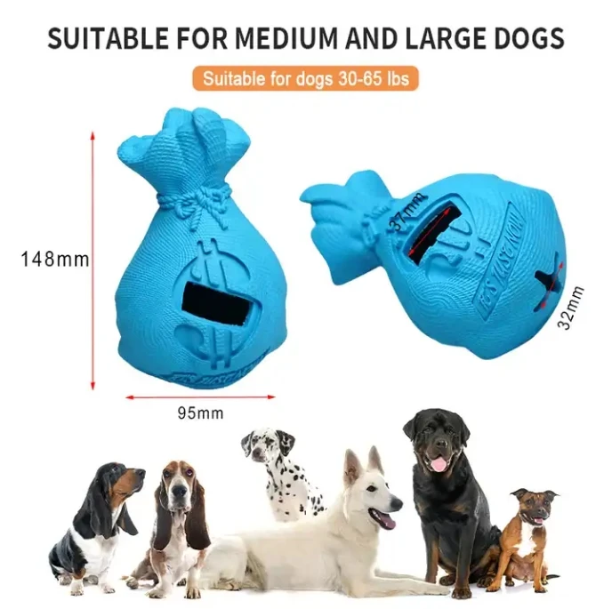 Innovative Pet Natural Rubber Bite Resistant Money Bag Toy Dog Chew Toys For Aggressive Chewers Large Breed