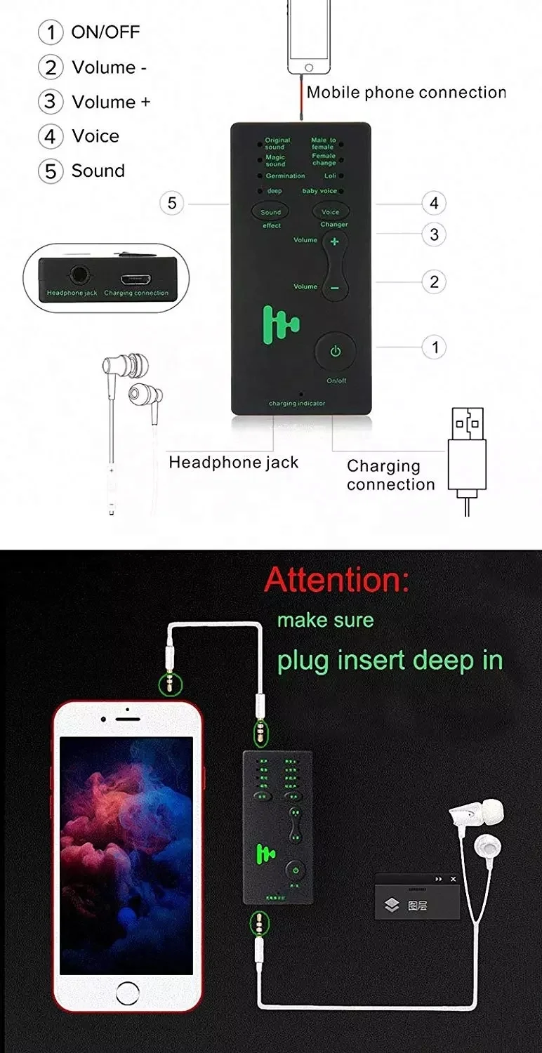 Mini Portable Sound Effects Machine Voice Changer  game live broadcast Device Audio Card Sound Changer card