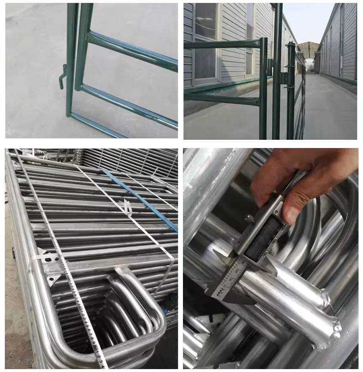 Heavy Duty Portable Horse  Fence 32mm Dra Square Pipe Railing Gate 4/5/6 Rails Corral Fence Panel Cattle Field Fence