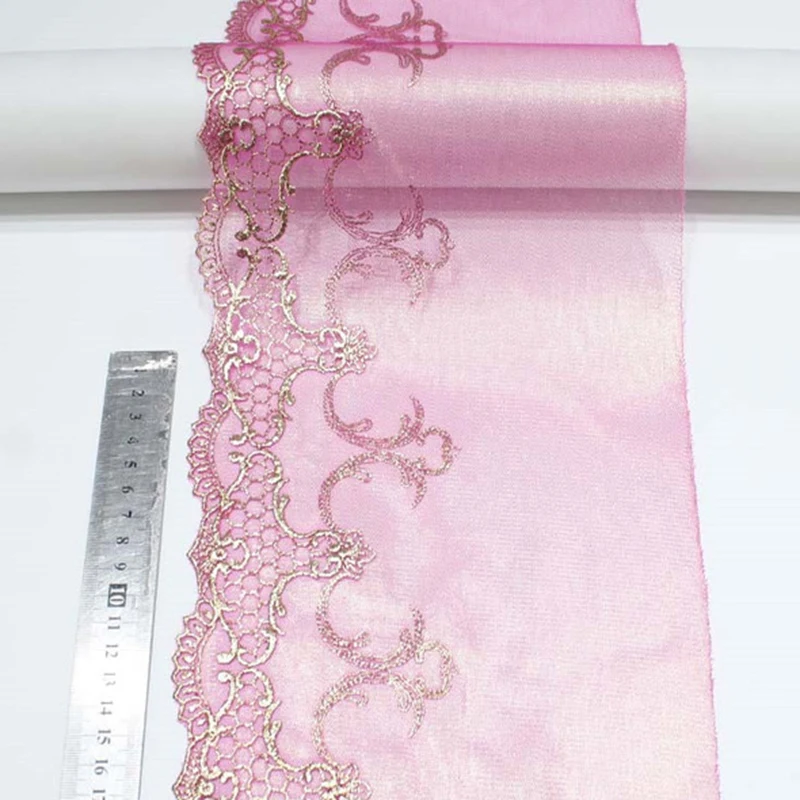Embroidery lace bronzing mesh bottom 3D embroidery curtain lace trim