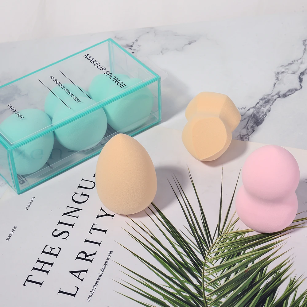 Valentine 3pcs Professional colorful Makeup Sponge wet&dry use Pink Egg Shape Latex Free get bigger Beauty Makeup Blender Set