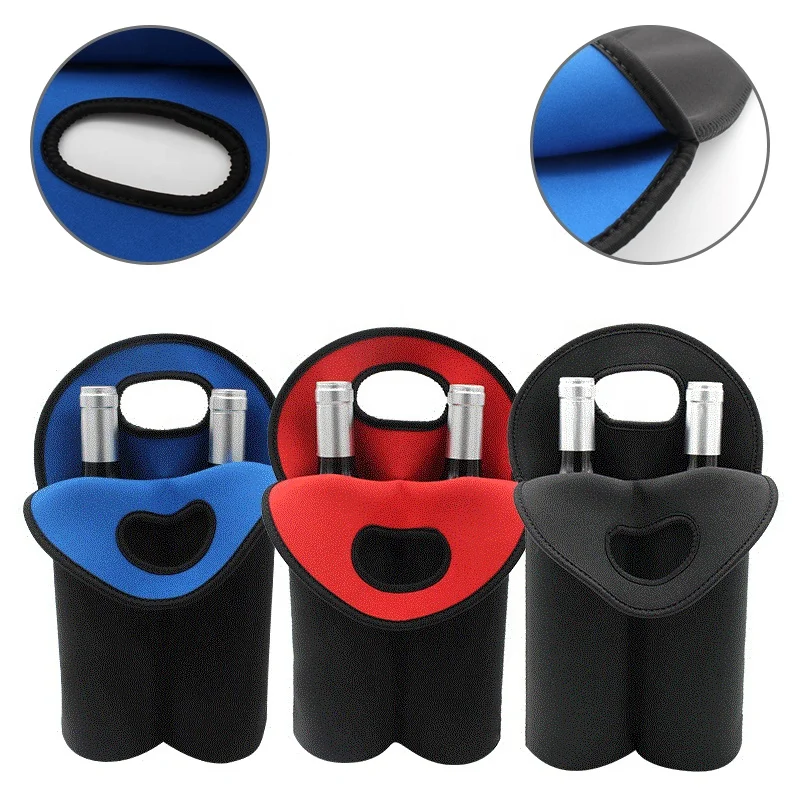 Wine Bag Wholesale Promotional Custom Imprint Eco Friendly Neoprene Double  Wine Cooler Bag