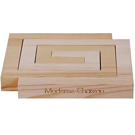 Natural Modern Pine Wood Nesting Trivets for Hot Plates, Pans, and Pots. For Kitchens, Tables, and Countertops