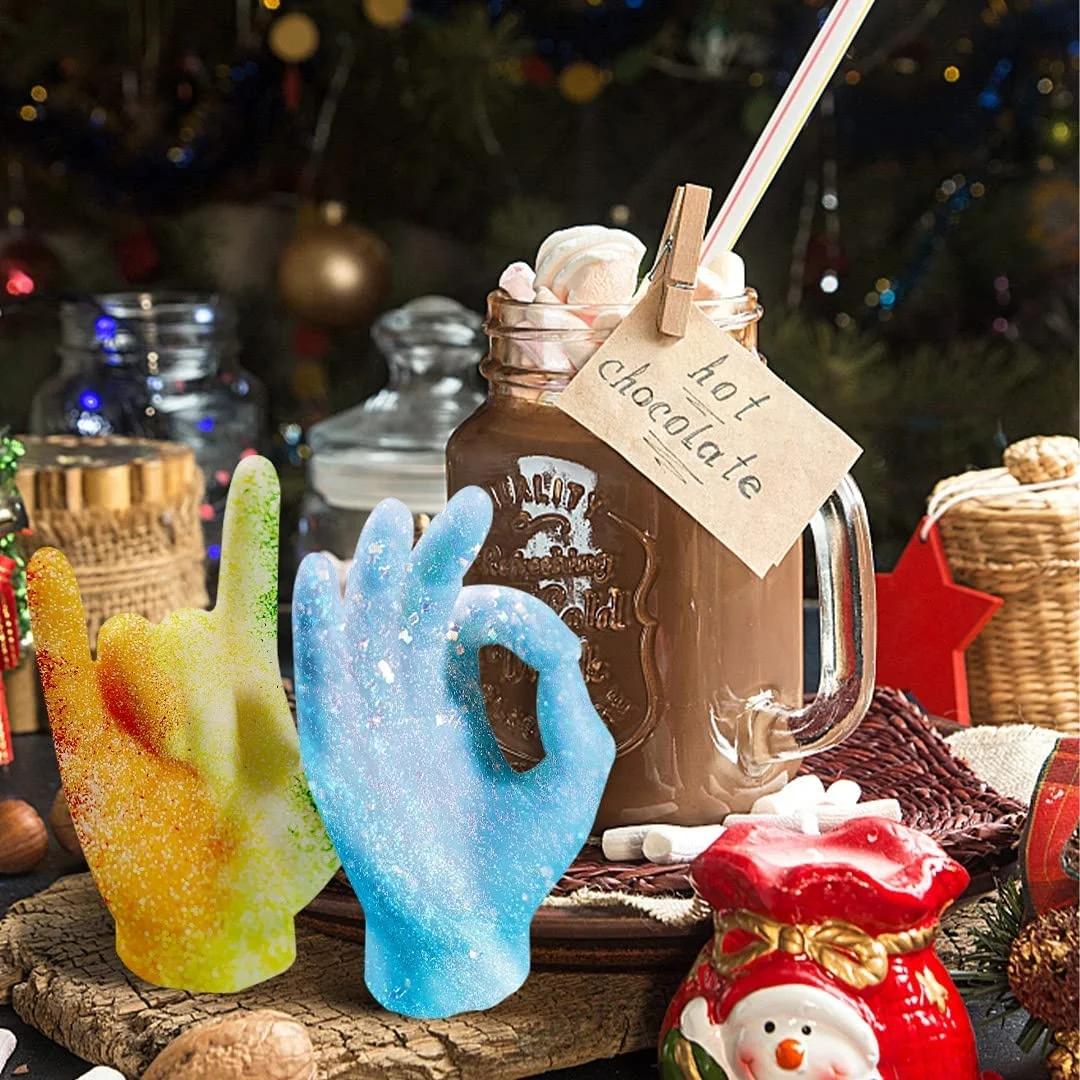 3D Hand Shaped Resin Casting Mold for DIY creative OK gesture candle moulds silicone mold wholesale epoxy hand resin mold