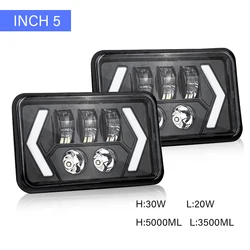 High Low Beam 50W 7x5  Jeeps Led Headlights For Truck Led Work Light Turn Signal DRL 5 Inch Offroad Lights