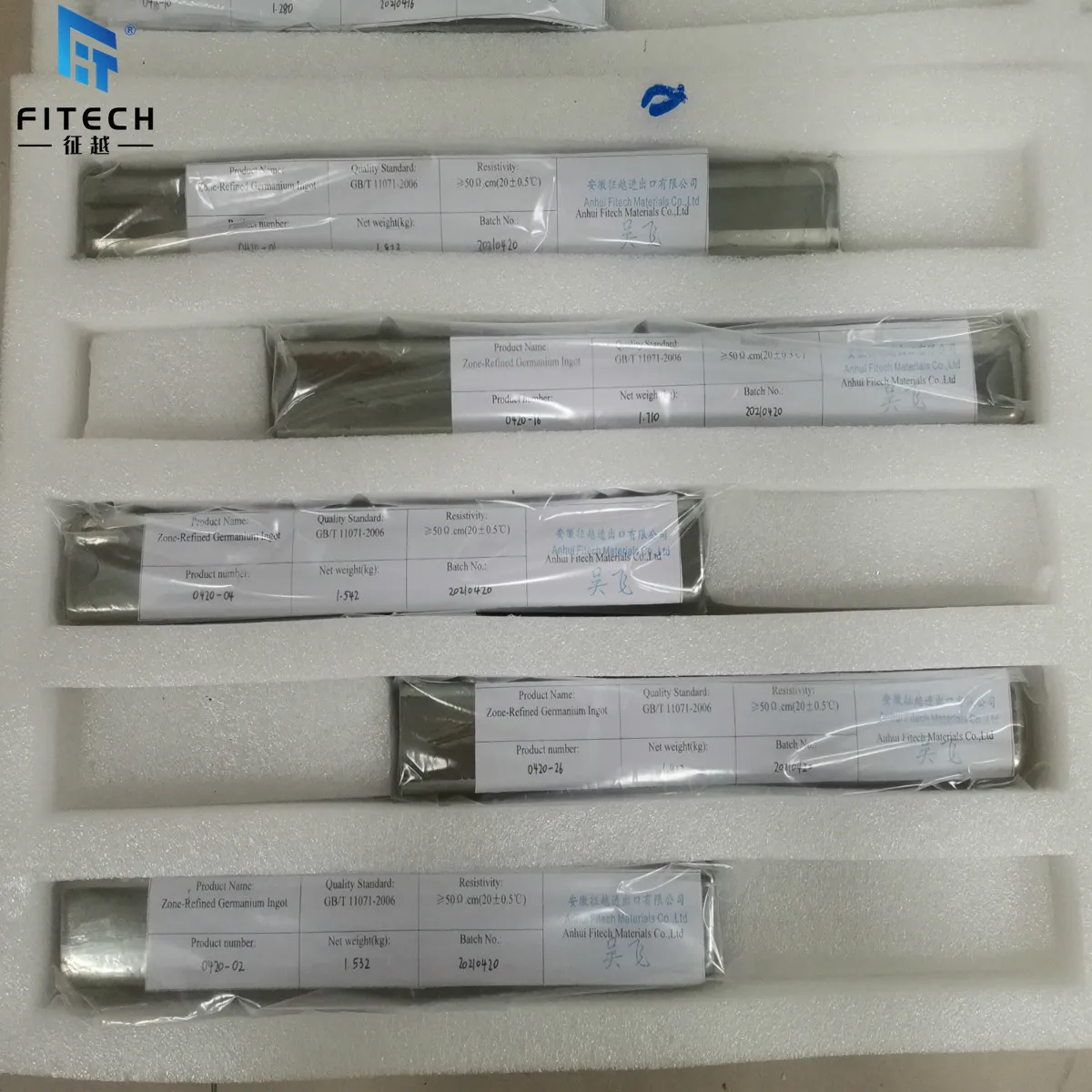 Supply Resistivity: 50ohm. Cm 5n Germanium Ingot Zone-Refined (metal germanium)