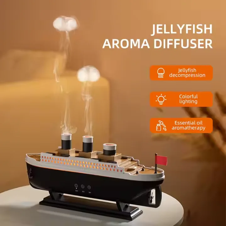 250ml Ultrasonic  Dynamic Jellyfish Aroma Diffuser Aromatherapy Air Humidifiers LED Night Light Humidifier Diffuser With Remote