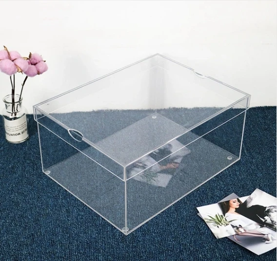 Spring Sgin transparent clear pmma men sneaker yeezy nike display cases acrylic shoe box with drawer