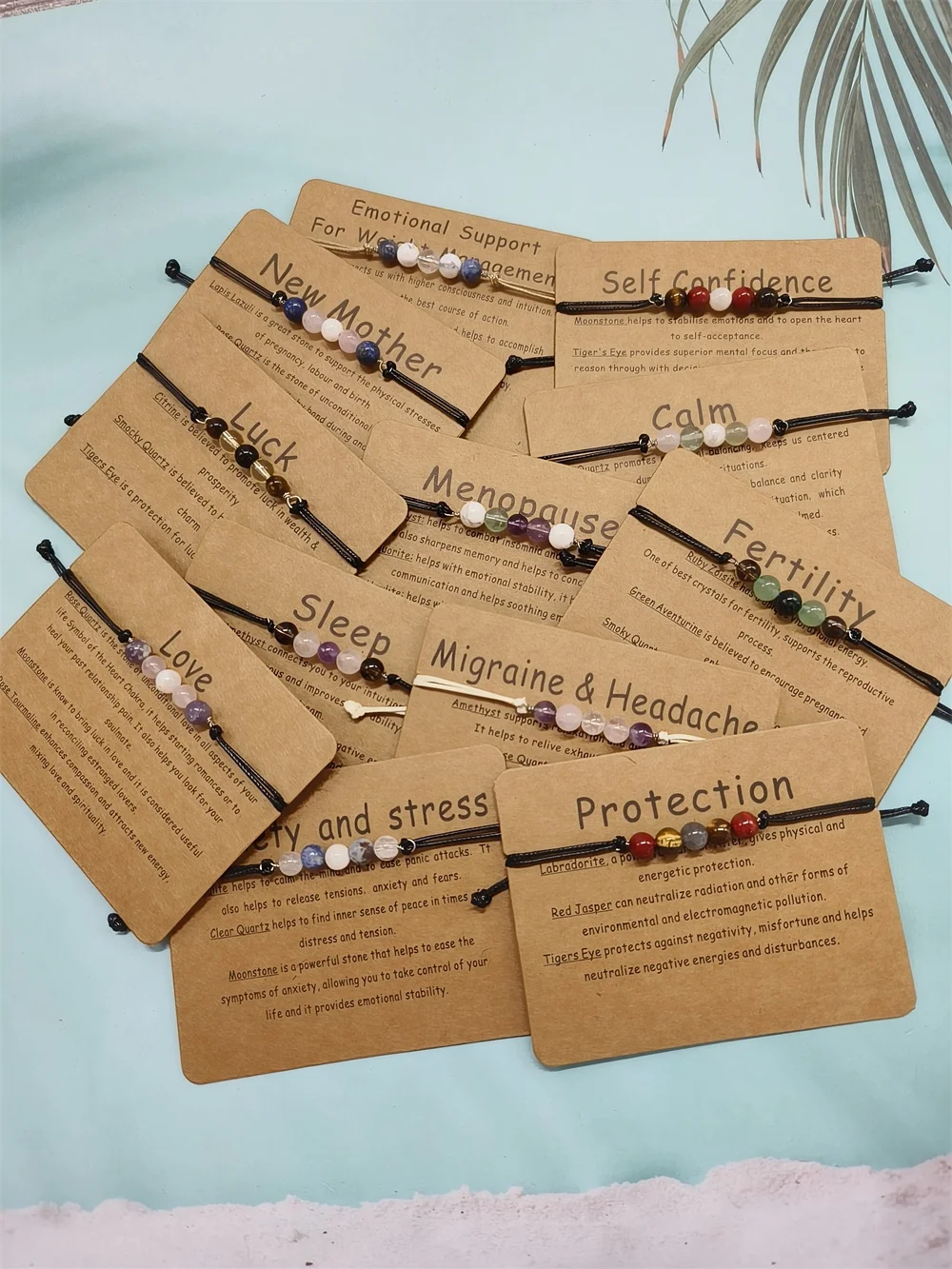 Emotional support bracelet gemstone crystal self help crystal adjustable bracelet