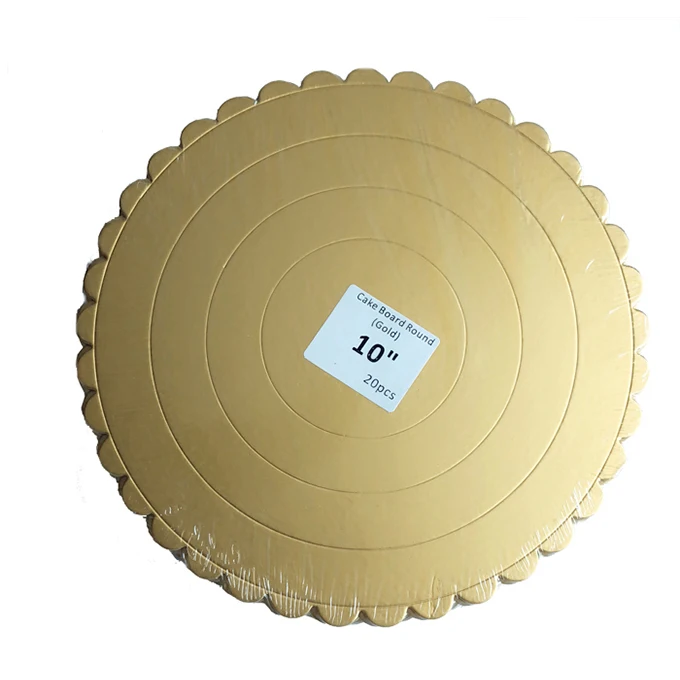 Compressed paper Sturdy Gold cake circle scalloped cake board