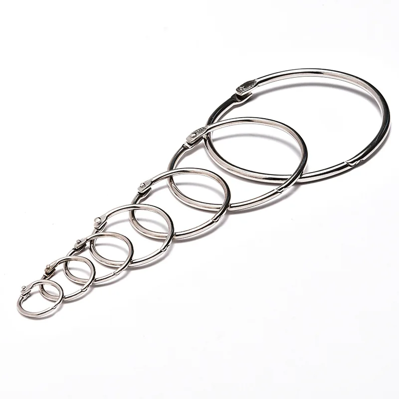 Multi size metal silver color book ring Loose Leaf Binder Rings silver hoops 30mm-60mm silver metal loose leaf binder rings