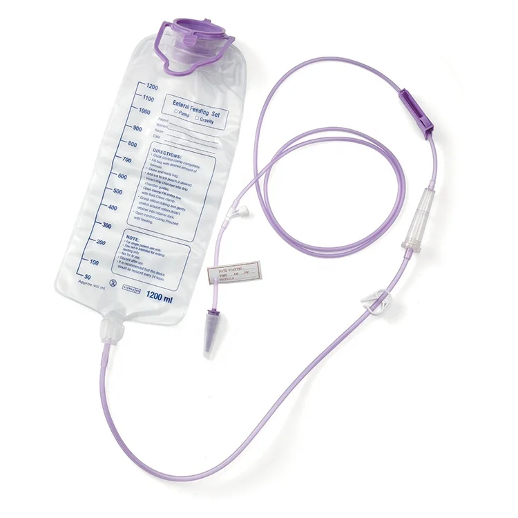Hawkmed Disposable Medical Gravity Enteral Set 500ml 1000 1200 1500 ml Enteral Feeding Bag