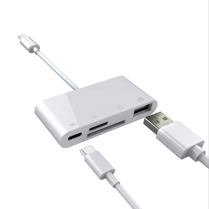 Type-c four-in-one OTG multi-function card reader supports TF memory card OTG function and charging function