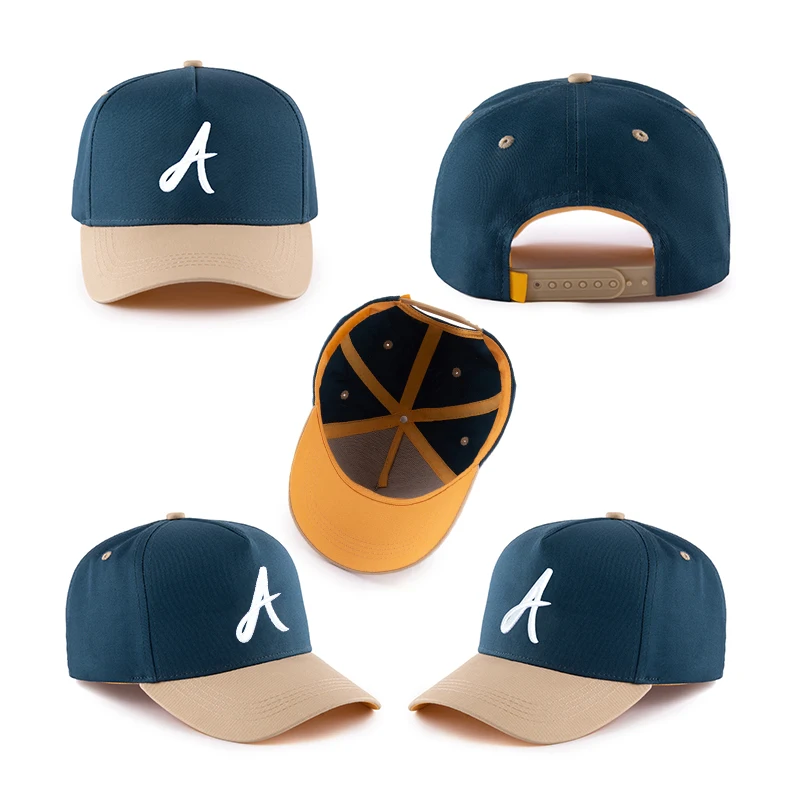 Высококачественная 100% хлопчатобумажная ткань для взрослых Gorros индивидуальный дизайн логотип двухцветная 5-панельная шляпа объемная вышивка бейсболка шляпы