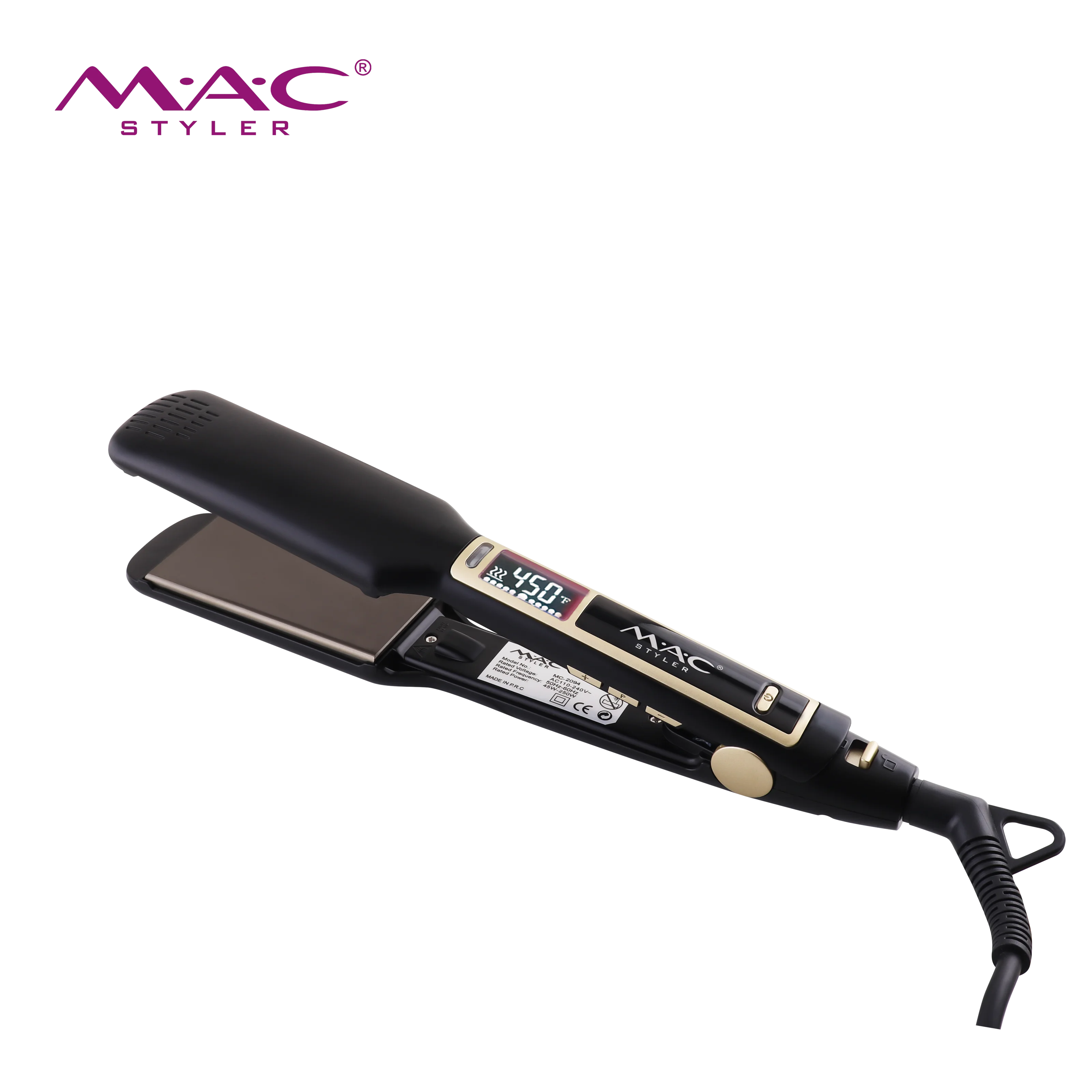 MAC best quality  450F flat iron LCD display wide plate hair straightener Professional hair iron  hair straightener
