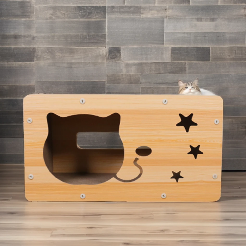 Single-storey cat scratch board Cartoon Cat House pet carrier Pet Villa Durable corrugated cat scratch board pet bed