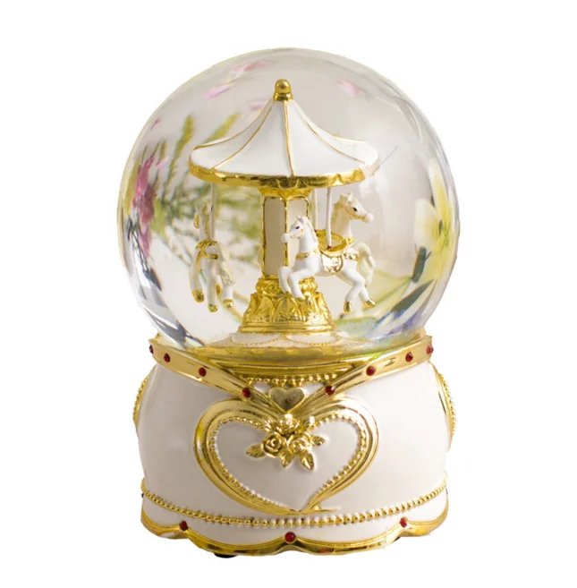 Hot sale Rotating Snow Led Crystal Glass Ball crystal music box with castle in the Sky