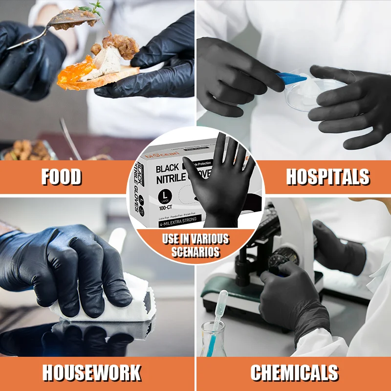 Wholesale Accept OEM 100 Pack Disposable Gloves Nitrile Gloves Powder Latex Free 100% Pure Nitrile Glove
