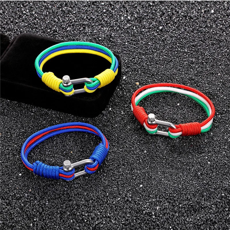 National Flags Sport Bracelet Men Women Cord Chain Germany Spain Canada France England Russia Rope Bracelet