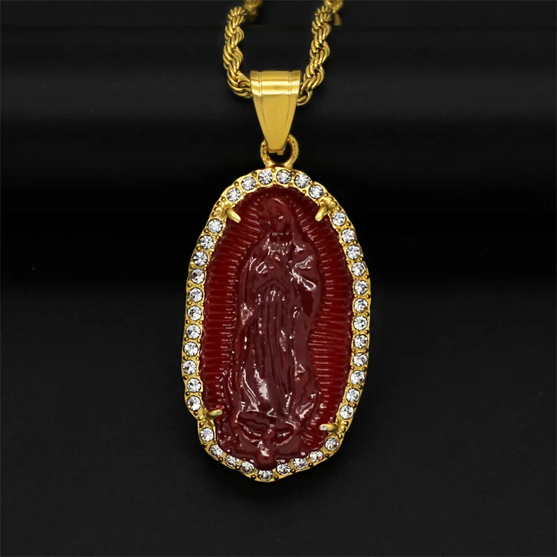 Yiwu Meise Jade Necklace Jewelry Virgin Mary pendant jewelry Jade Pendant Stainless Steel Jade Pendant