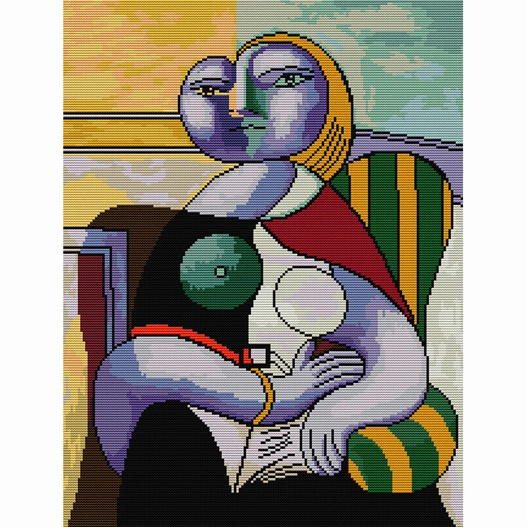 NKF DIY Aida Fabric Embroidery Kit for Home Decoration Picasso Full Range of Paintings Printed Cross Stitch Kit