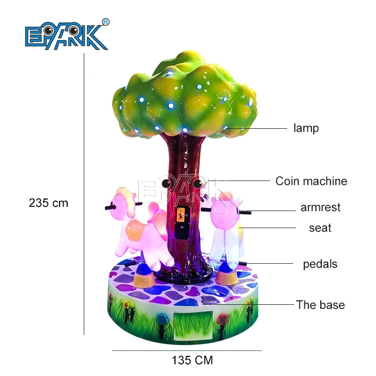Coin Operated Kid Games Tree Carousel for 3 Players Kiddie Rides Game
