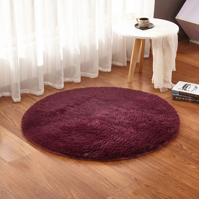 Furry Round Mat Fluffy Circle Rug Shaggy round children play mat fuzzy Plush Rug Dorm Livingroom Beige Carpet Decor Baby