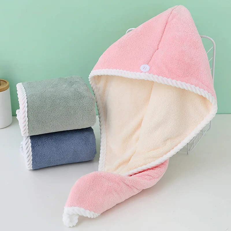OEM Free Design Custom Logo Quick Dry Soft Flannel Hair Drying Towel Wrap