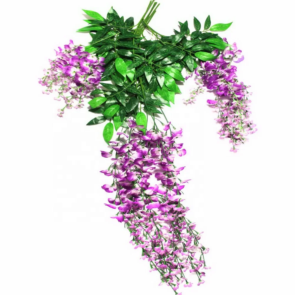 105cm Artificial Silk Wisteria Garden Hanging Flower Plant Vine for  Home Garden Wedding Arch Decoration
