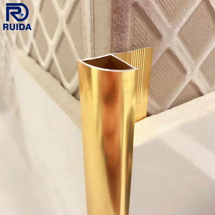Gold Decor Aluminum Wall Tile Decorative Metal Trim Strips For Transition