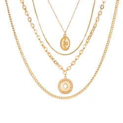 24K Gold Filled Plated Jewelry Necklace Diamond Beaded Chain Necklace Custom Butterfly Heart Women Charm