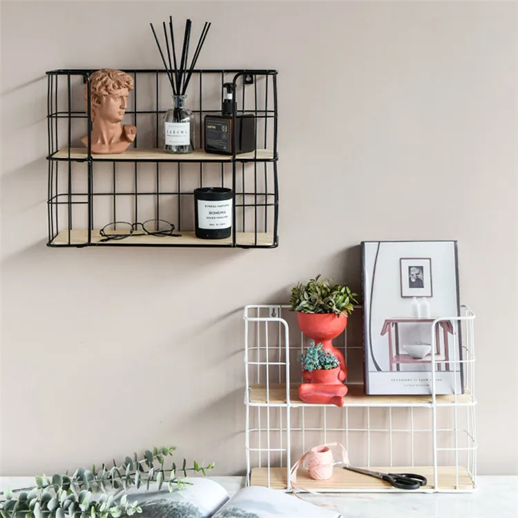 Cheap Wire basket for Sundries wall Iron shelf storage basket metal wall shelf