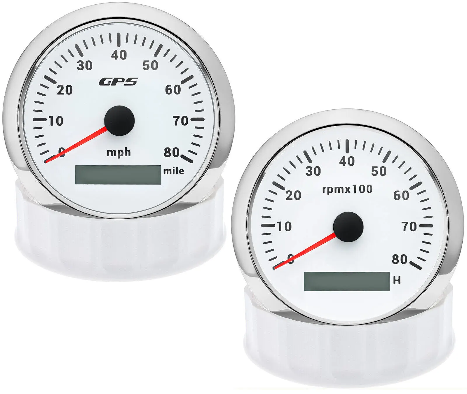 2 Gauge Set 85mm GPS Speedometer 80MPH&Tachometer 8000RPM Gauge for Boat Car US