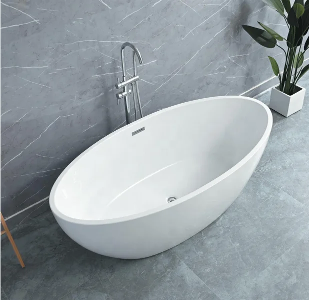 XM 2024 White Freestanding Acrylic Bathtub Modern Design Alone Soaking Whirlpool for Bathroom Hot Sale Bath Tub