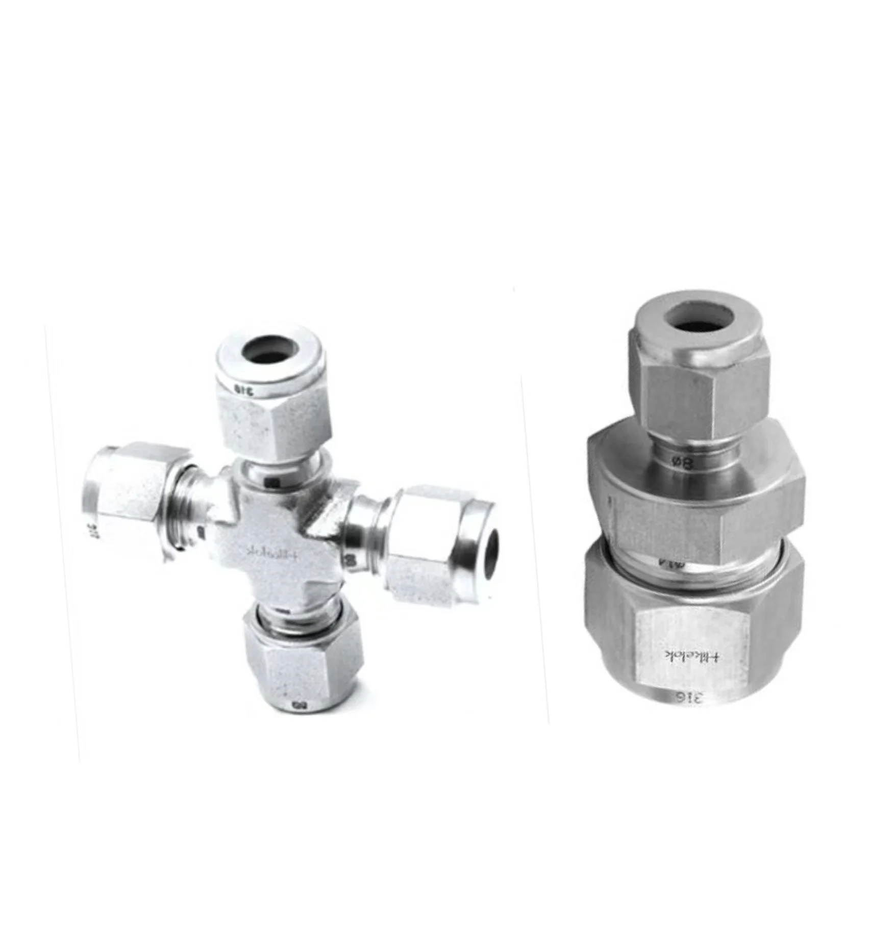 Stainless steel compression fittings tube fitting Swagelok type 1/4' 1/8' OD 4-way connector tube union cross