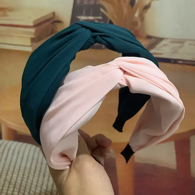 6cm Latest Fashion Bright Hair Hoop High Cranial Top Cloth Art Solid Big Wide Plain knotted Headband Broad Hair Band