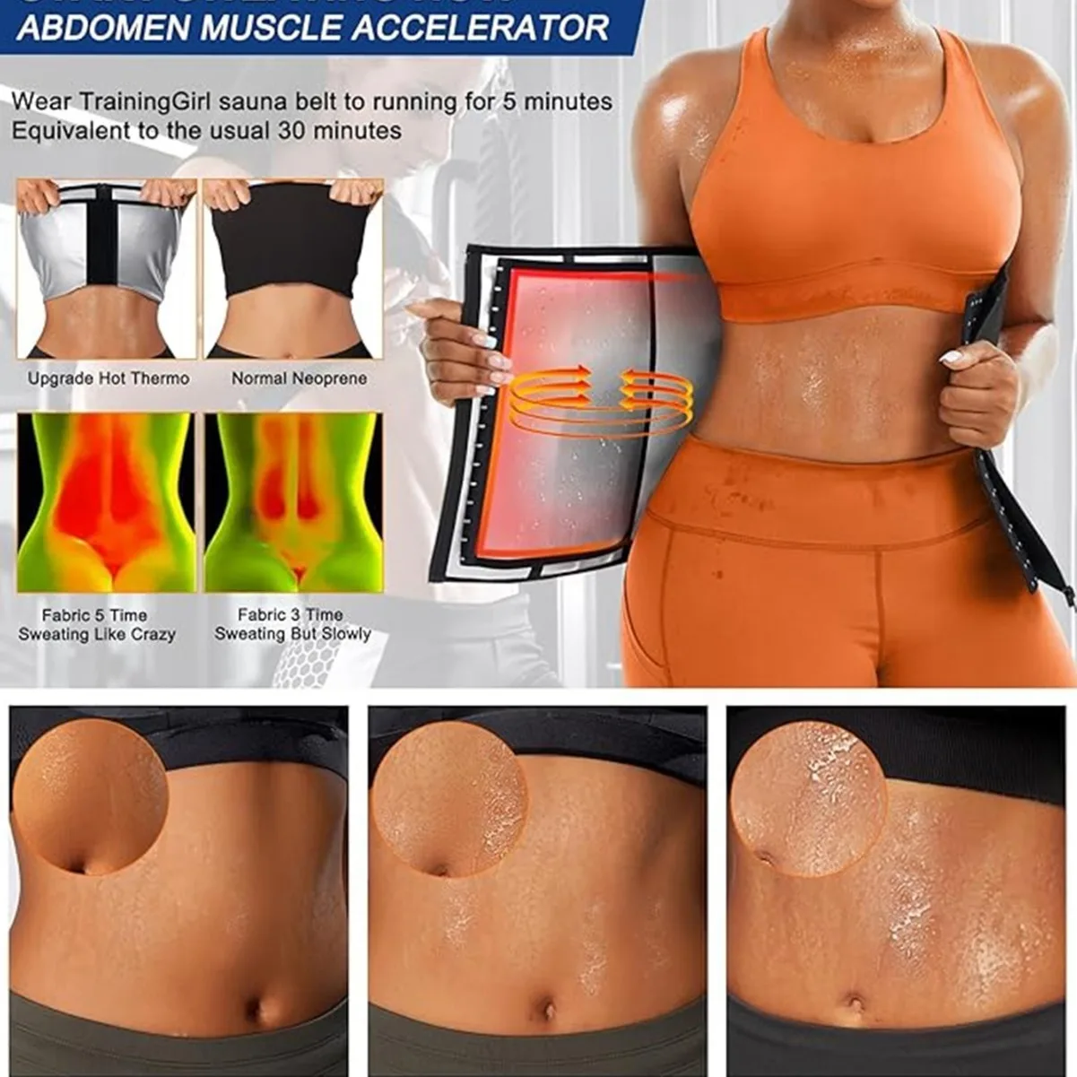 Sauna Waist Trimmer Belly Wrap Workout Sweat Band Abdominal Trainer Weight Loss Women Body Shaper Tummy Control Slimming Belt