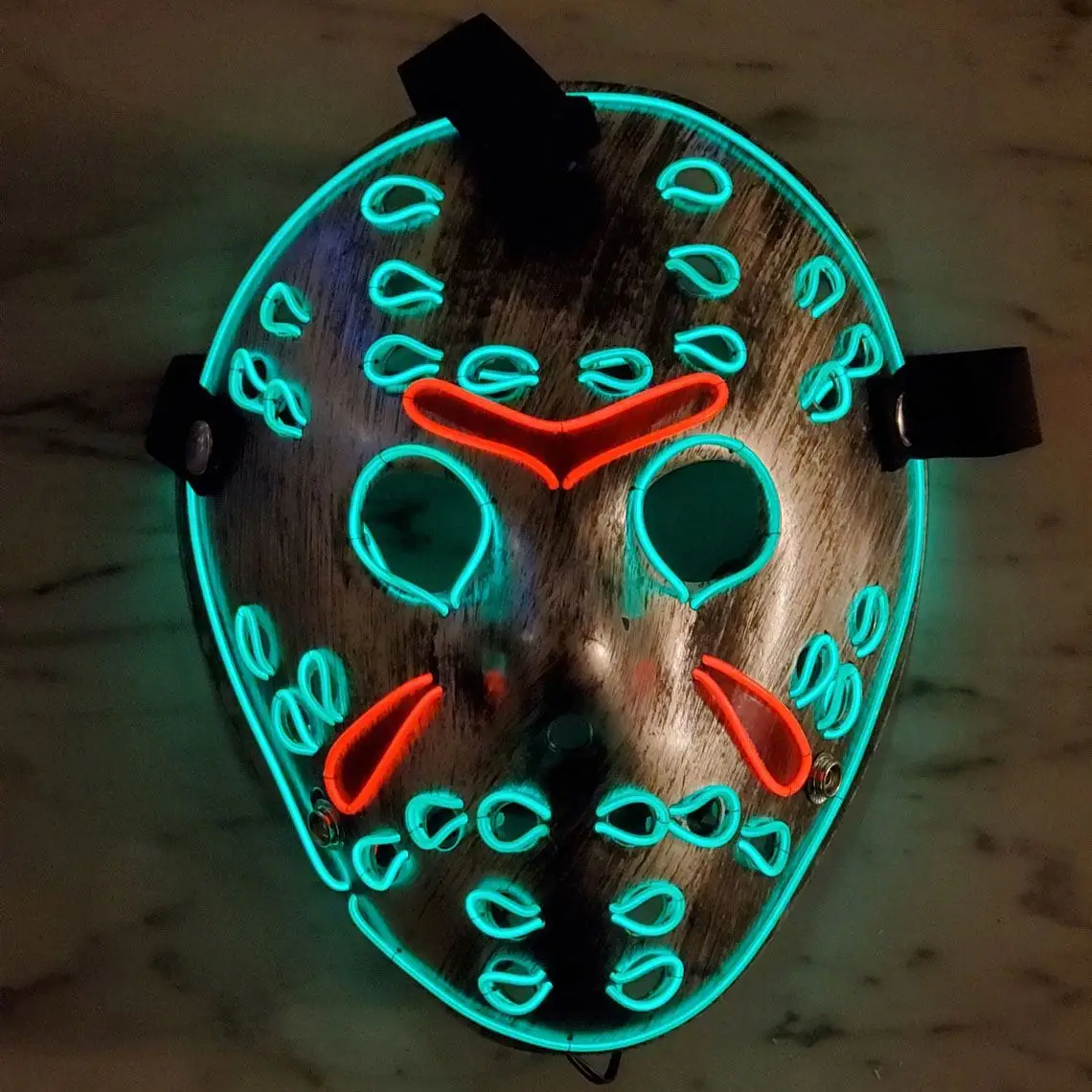 Friday 13 Mask Jason Voorhees EL Wire Neon Led PVC Stainless Steel Halloween Cosplay Mask for Costume Party Masks