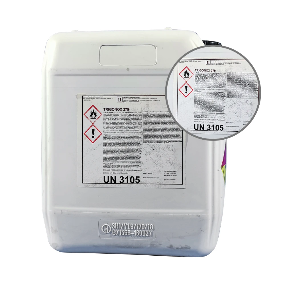 Trigonox 279 Mixture of acetylacetone peroxide and tert-butyl peroxybenzoate in solvents